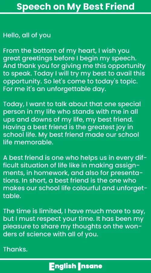 short speech on my best friend
