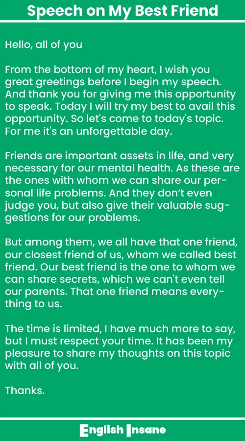 Long Speech on My Best Friend 
