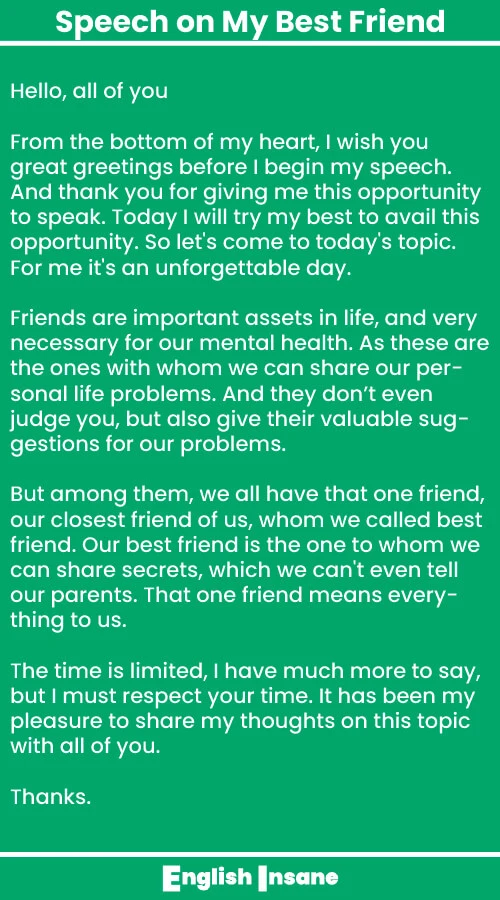 my best friend speech