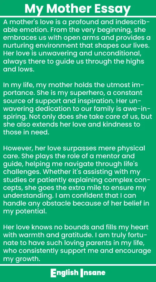 Short Easy Essay on My Mother 